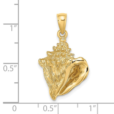 14K Conch Shell Charm, 27 x 16.8mm