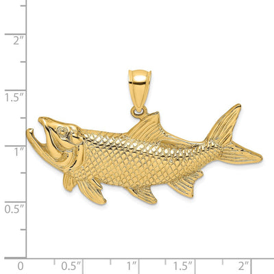 14K Tarpon Fish w/Open Mouth Charm, 22.75 x 46.25mm