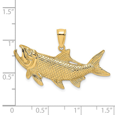 14K Tarpon Fish w/Open Mouth Charm, 15 x 34mm