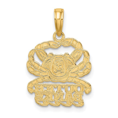 14K Polished OUTER BANKS Crab Charm