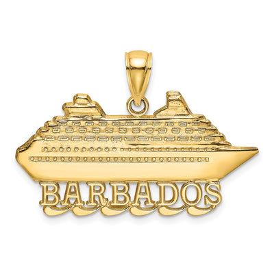 14K Polished BARBADOS Cruise Ship Charm