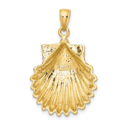 14K Polished Scallop Shell Charm, 32 x 18.88mm