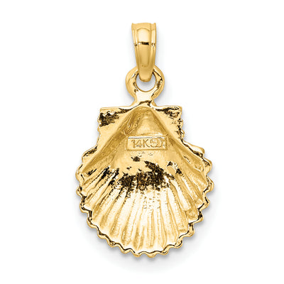 14K Polished Scallop Shell Charm, 22 x 12.35mm