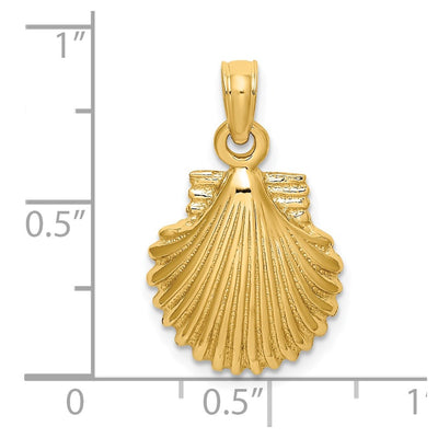 14K Polished Scallop Shell Charm, 22 x 12.35mm