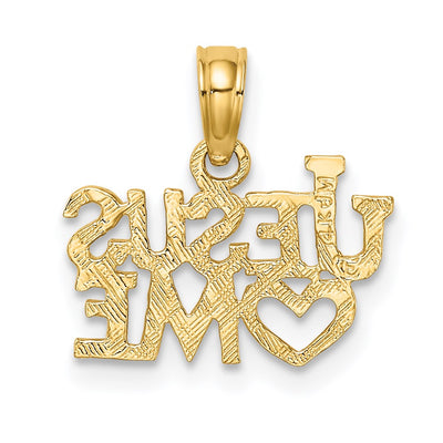 14K Polished / Engraved JESUS HEART ME Charm