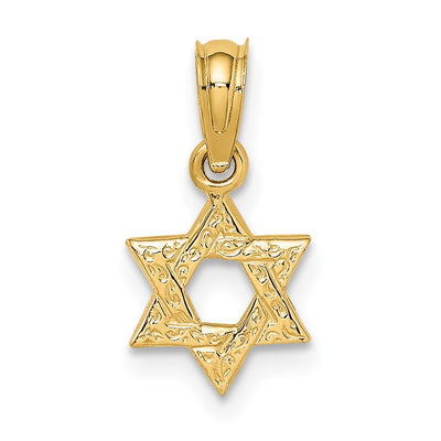 14K Mini Star Of David w/ Engraved Swirl Charm