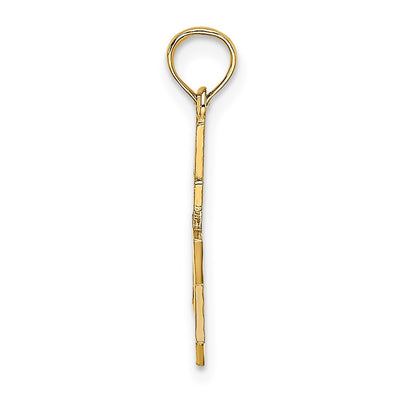 14K Polished / Engraved Star Of David and Cross Charm