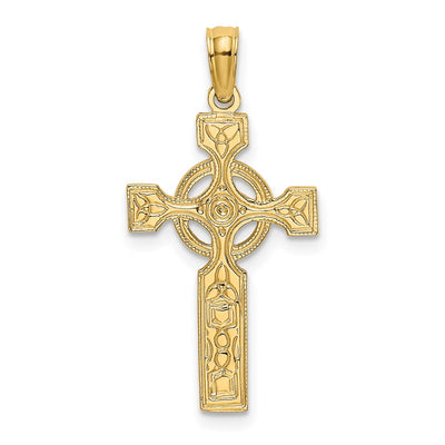 14K Engraved Celtic Cross w/ Eternity Circle Charm