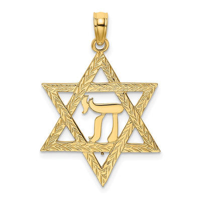 14K Star of David W/ Chai Center Charm