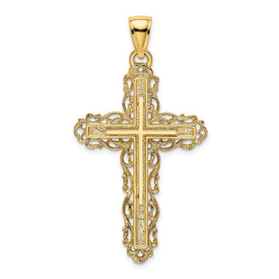 14K Cross W/ Lace Trim Charm (Style K8480)