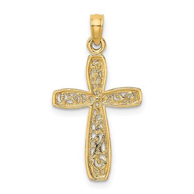 14K Cross w/ Filigree Center Charm