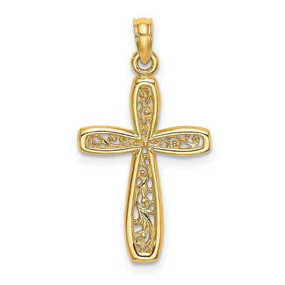 14K Cross w/ Filigree Center Charm