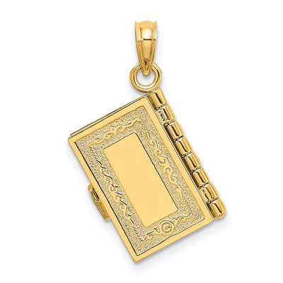 14K 3-D Moveable Santa Biblia Book/Spanish Bible Charm