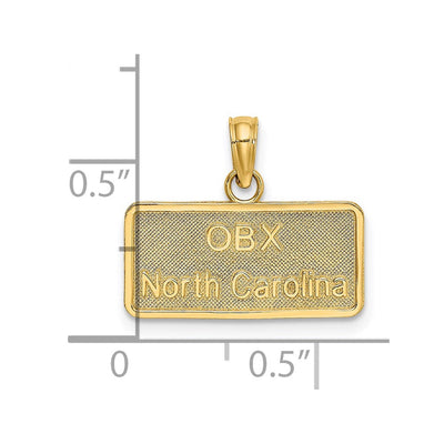 14K Obx North Carolina License Plate Charm, 14.1 x 18mm