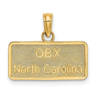 14K OBX NORTH CAROLINA License Plate Charm (Style K8645)