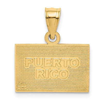 14K Solid Enameled Puerto Rico Flag Pendant