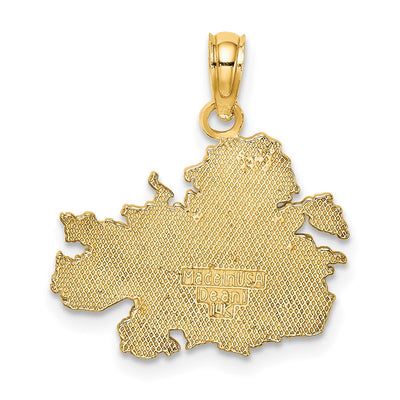 14K Polished and Engraved ANTIGUA MAP Charm