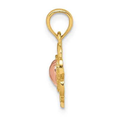 14K Yellow and Rose Polished and Textured Heart Charm