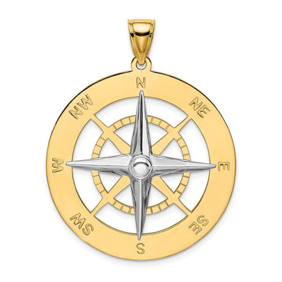14K Two-tone Nautical Compass White Needle Charm
