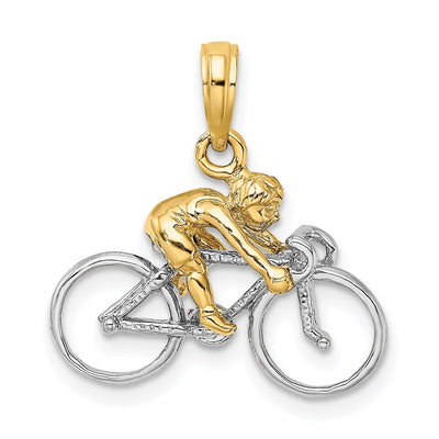14K Two-Tone 3-D Bicycle With Rider Charm