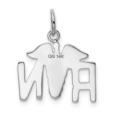 14K White Gold RN Charm, 20 x 20mm
