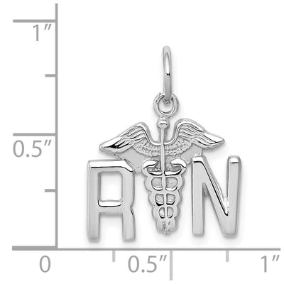 14K White Gold RN Charm, 20 x 20mm