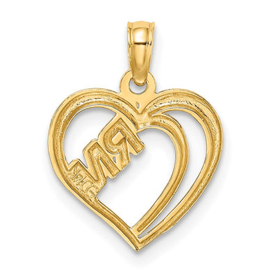 14K w/Rhodium RN Inside Double Hearts Charm