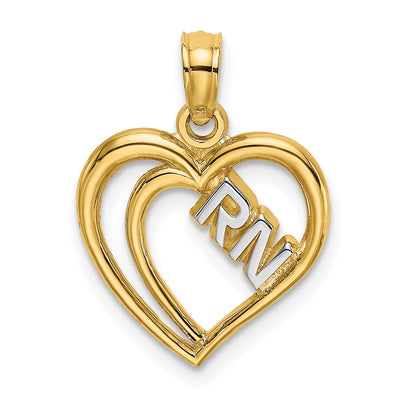 14K w/Rhodium RN Inside Double Hearts Charm