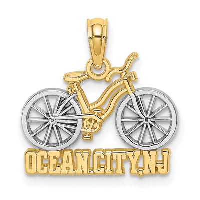 14K with White Rhodium OCEAN CITY, NJ Bicycle Charm