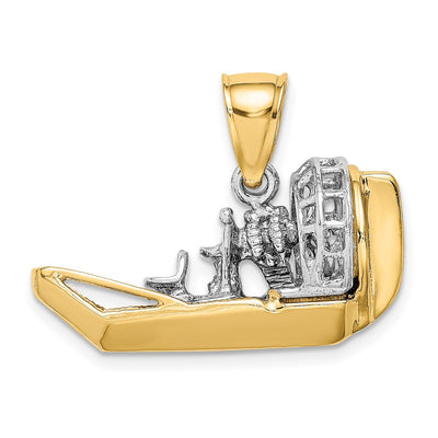 14K Two-Tone 3-D Airboat Charm