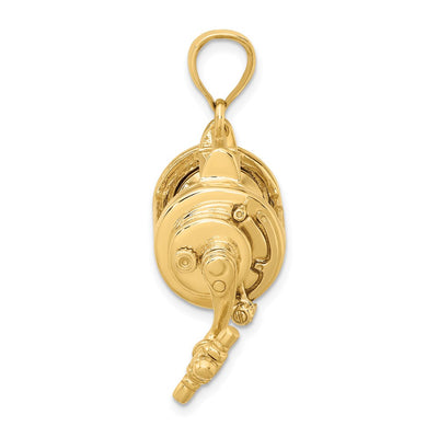14K Moveable 3D Fishing Reel Charm
