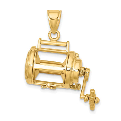 14K Moveable 3D Fishing Reel Charm