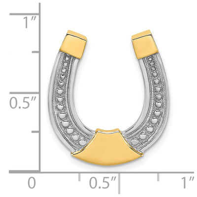14K w/ Rhodium Horseshoe Chain Slide Charm, 22.52 x 19.96mm