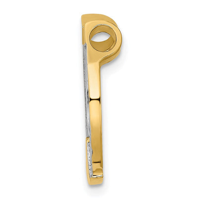 14K w/ Rhodium Horseshoe Chain Slide Charm, 23.57 x 15.55mm