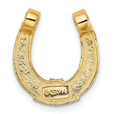 14K w/ Rhodium Horseshoe Chain Slide Charm, 23.57 x 15.55mm