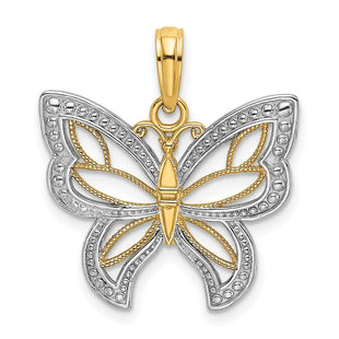 14k w/Rhodium Butterfly w/ White Beaded Wings Charm (Style K9263)
