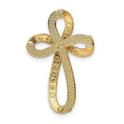 14K w/Rhodium Diamond-Cut Twisted Cross Charm