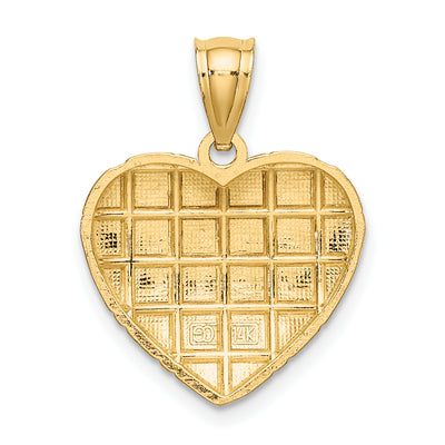 14K w/Rhodium Diamond-cut Heart Charm, 21.75 x 17.3mm