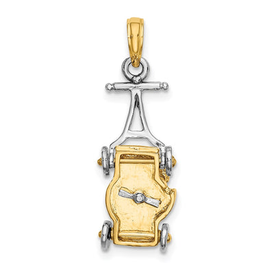 14K Two-tone 3-D Lawn Mower Charm