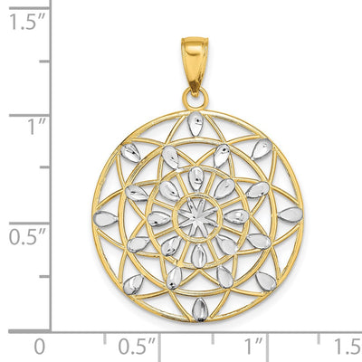 14K w/White Rhodium Cut-Out Diamond-cut Charm