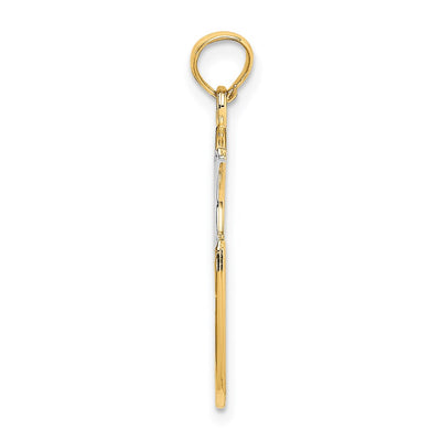 14K w/ Rhodium WISH DREAM BELIEVE Moon and Stars Charm
