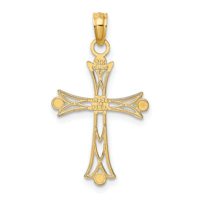 14K W/ Rhodium Textured Cross Charm, 20.1 x 16mm