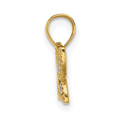 14K w/ Rhodium Diamond-cut Butterfly Charm, 12.3 x 10.3mm