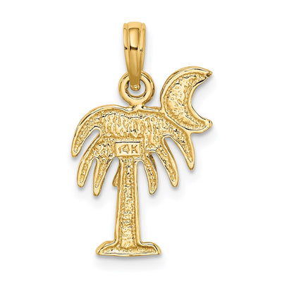 14K W/ Rhodium Polished Charleston Palm Tree Charm