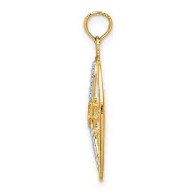 14K w/Rhodium Textured HOPE w/ Ribbon Charm