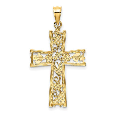 14K w/ Rhodium Diamond-cut Butterfly Charm, 19.7 x 18.6mm