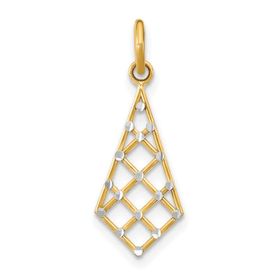 14K w/Rhodium D/C Small Criss-Cross Charm