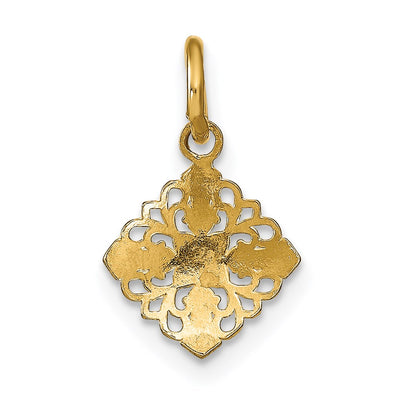 14K w/Rhodium Mini Cross Medallion Charm