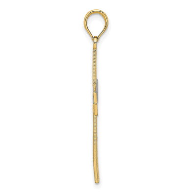 14K W/ Rhodium D/C and Cut-Out Cross Charm, 28.95mm