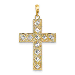 14K W/ Rhodium D/C and Cut-Out Cross Charm (Style K9542)